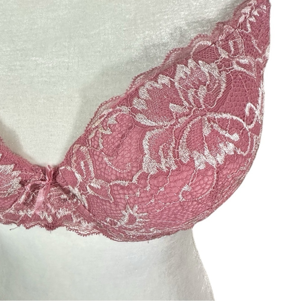 🌸Prima Valentina Pink Lace Push Up Bra- Size 36C RN#147132 - Picture 2 of 9